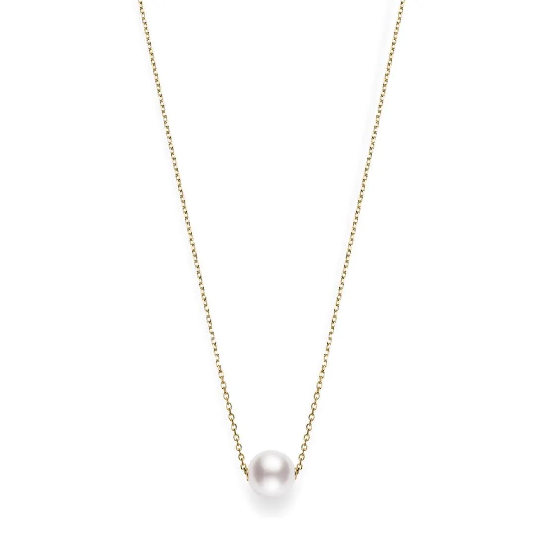 Mikimoto Yellow Gold and Akoya 8mm Pearl Slider Necklace