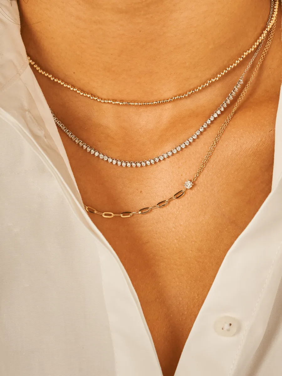 Mixed Chain Diamond Necklace 14K