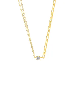 Mixed Chain Diamond Necklace 14K