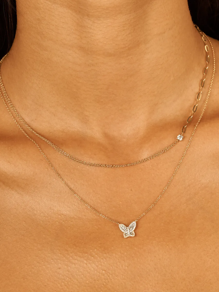Mixed Chain Diamond Necklace 14K