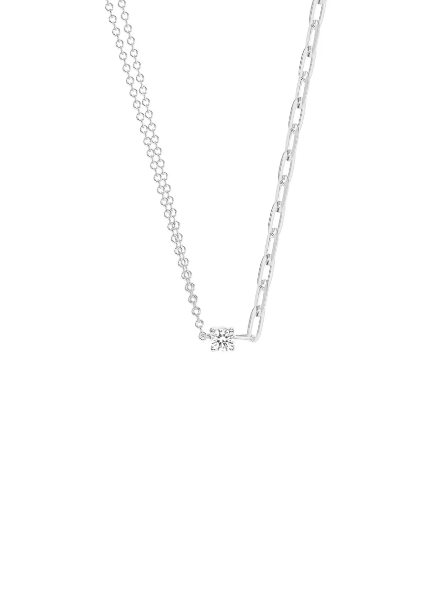 Mixed Chain Diamond Necklace 14K