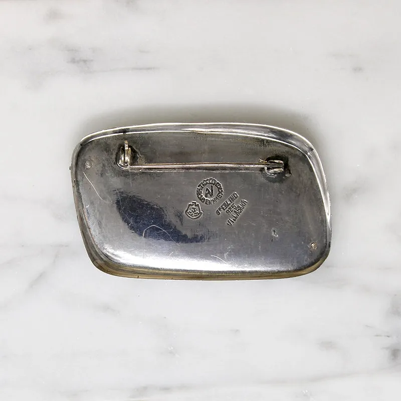 Modernist Sterling Silver & Niello Brooch by Villasana