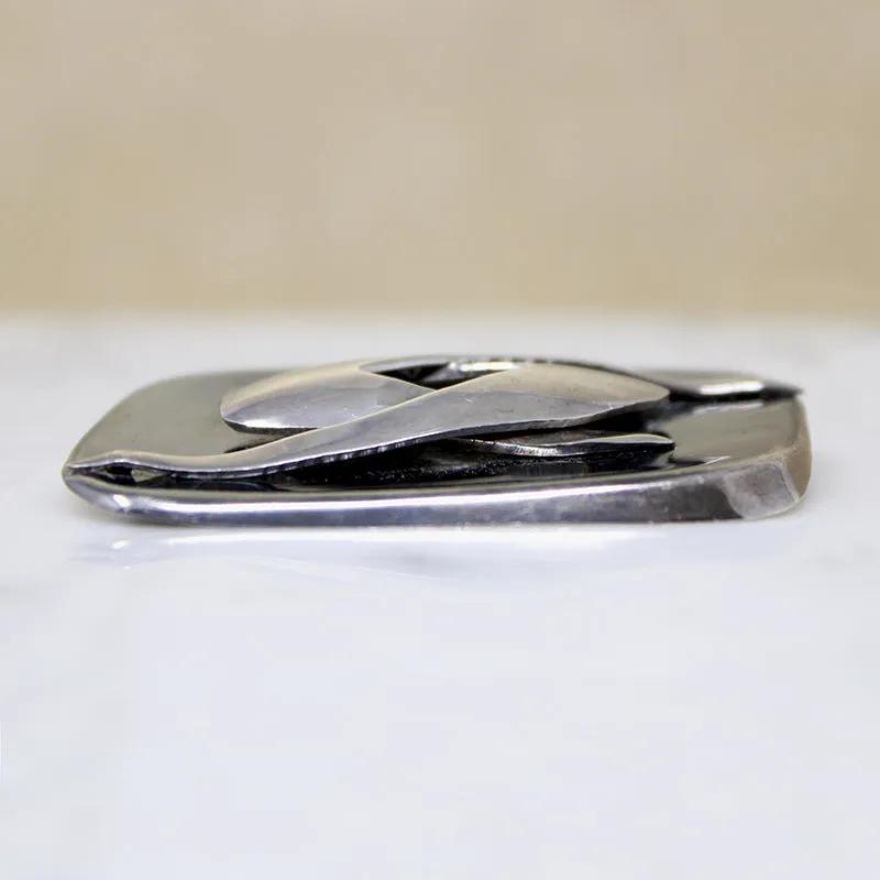Modernist Sterling Silver & Niello Brooch by Villasana