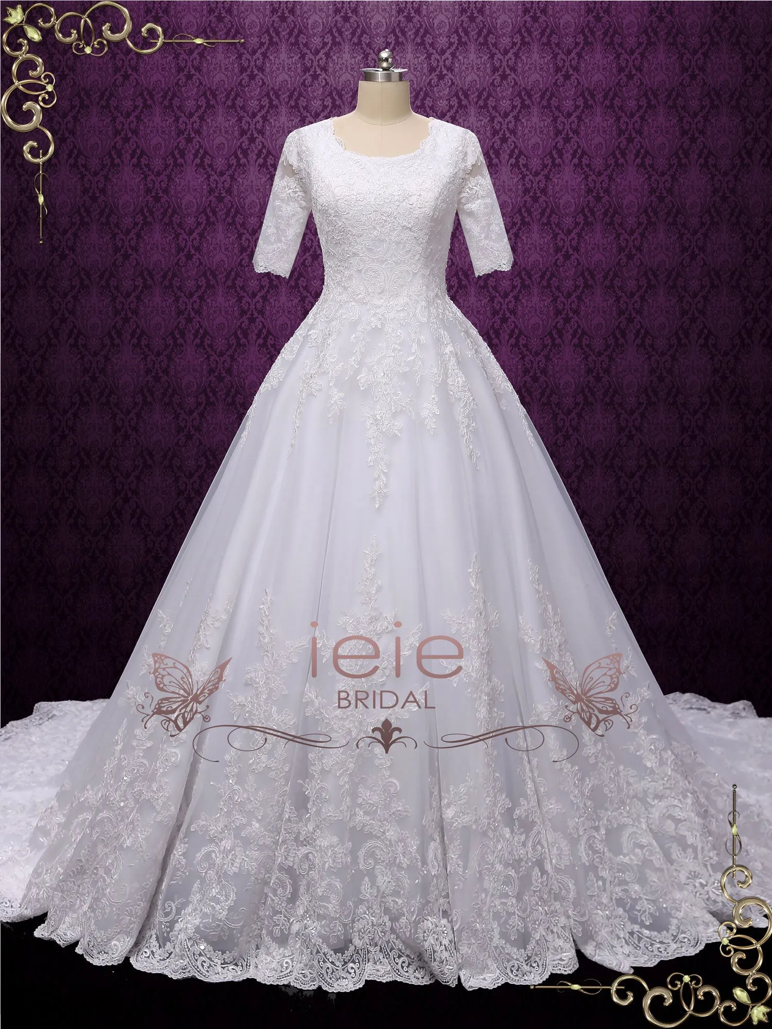Modest Ball Gown Wedding Dress with Sleeves MADISON