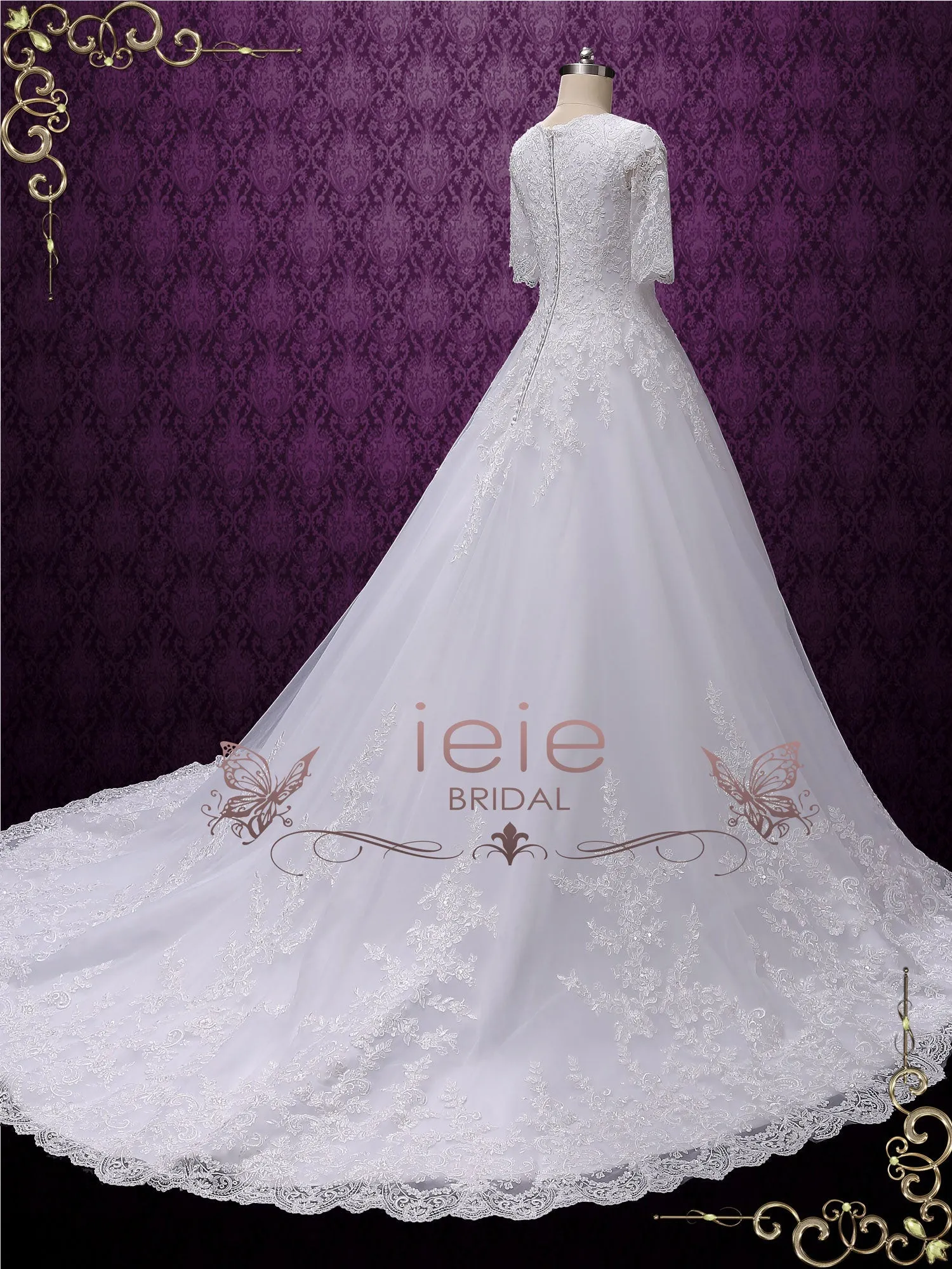 Modest Ball Gown Wedding Dress with Sleeves MADISON