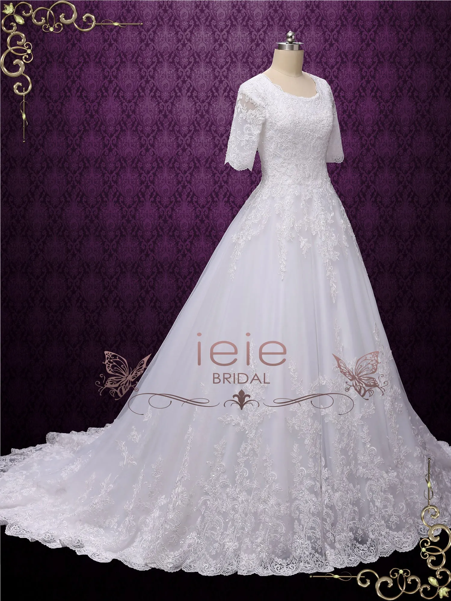 Modest Ball Gown Wedding Dress with Sleeves MADISON