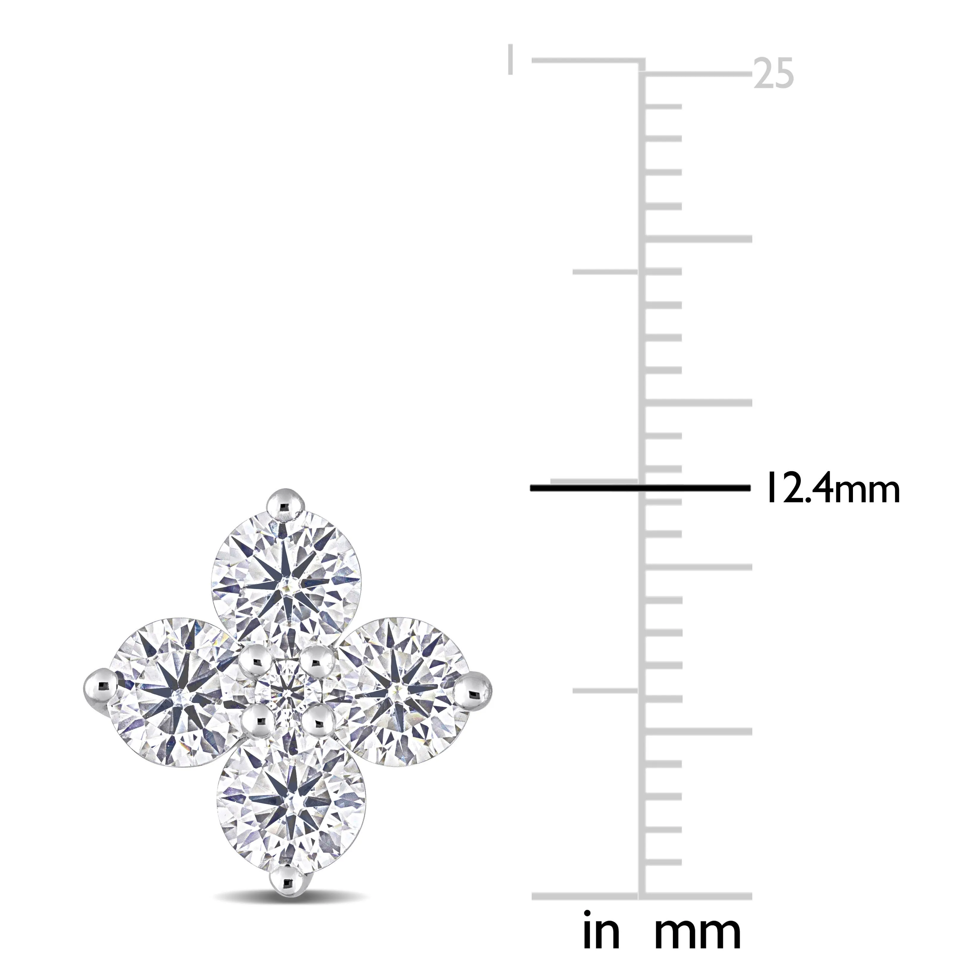 Moissanite Sterling Silver Flower Cluster Studs