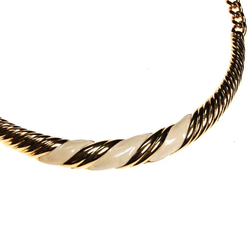 Monet Gold and Cream Enamel Collar Necklace