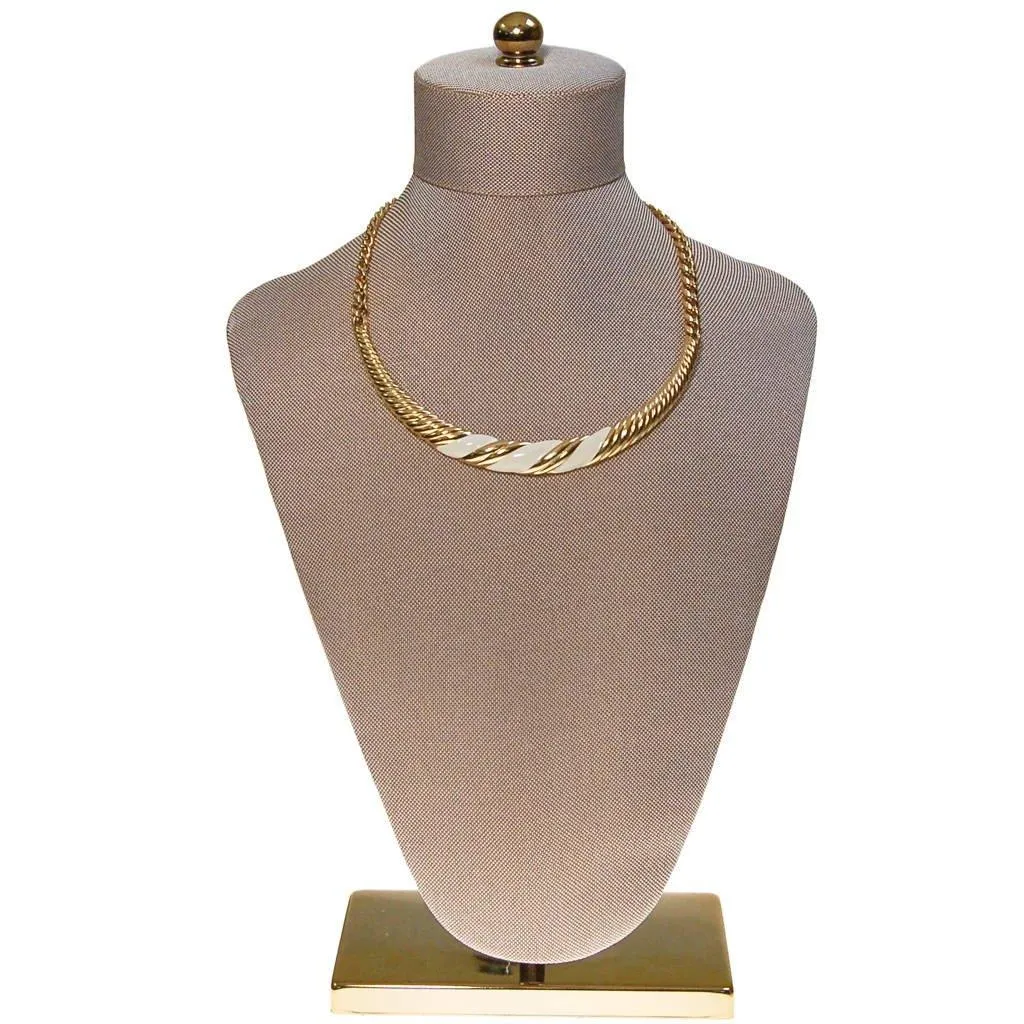 Monet Gold and Cream Enamel Collar Necklace