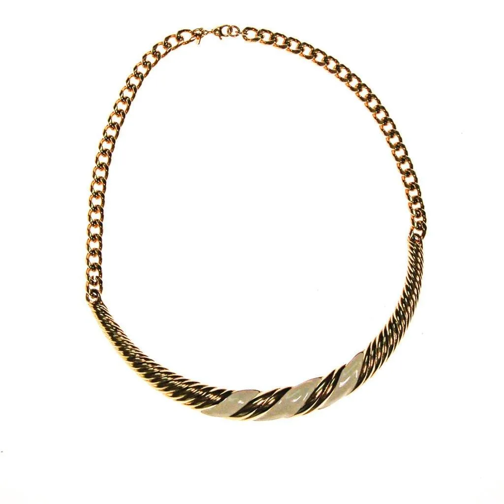 Monet Gold and Cream Enamel Collar Necklace