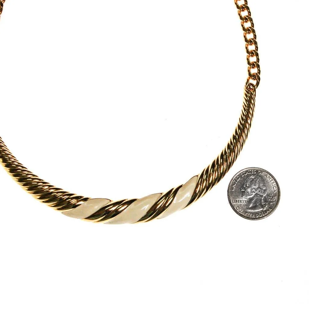 Monet Gold and Cream Enamel Collar Necklace