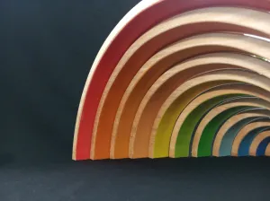 Montessori Wooden Large Rainbow Geometric Stacker 12 Piece