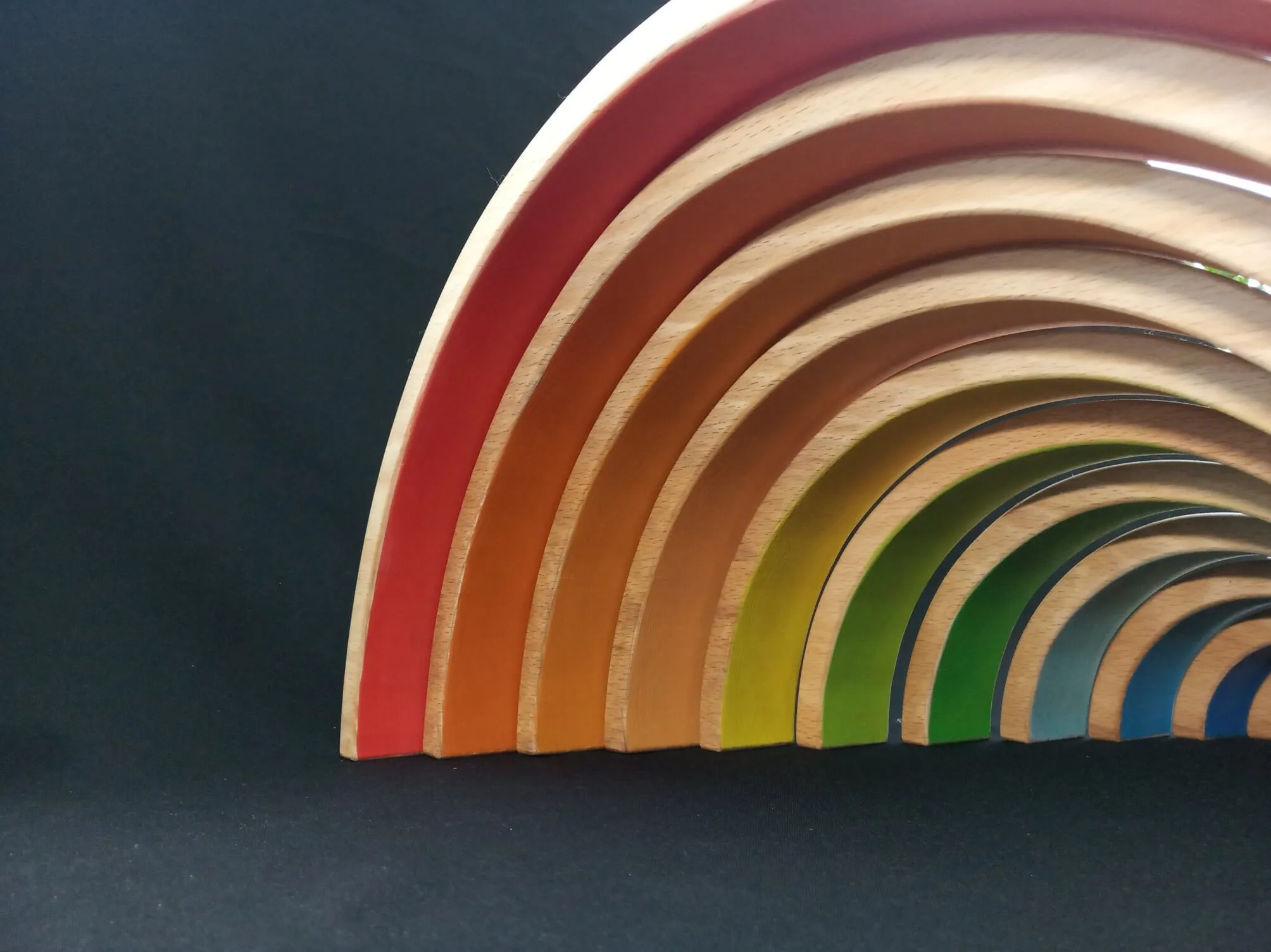 Montessori Wooden Large Rainbow Geometric Stacker 12 Piece