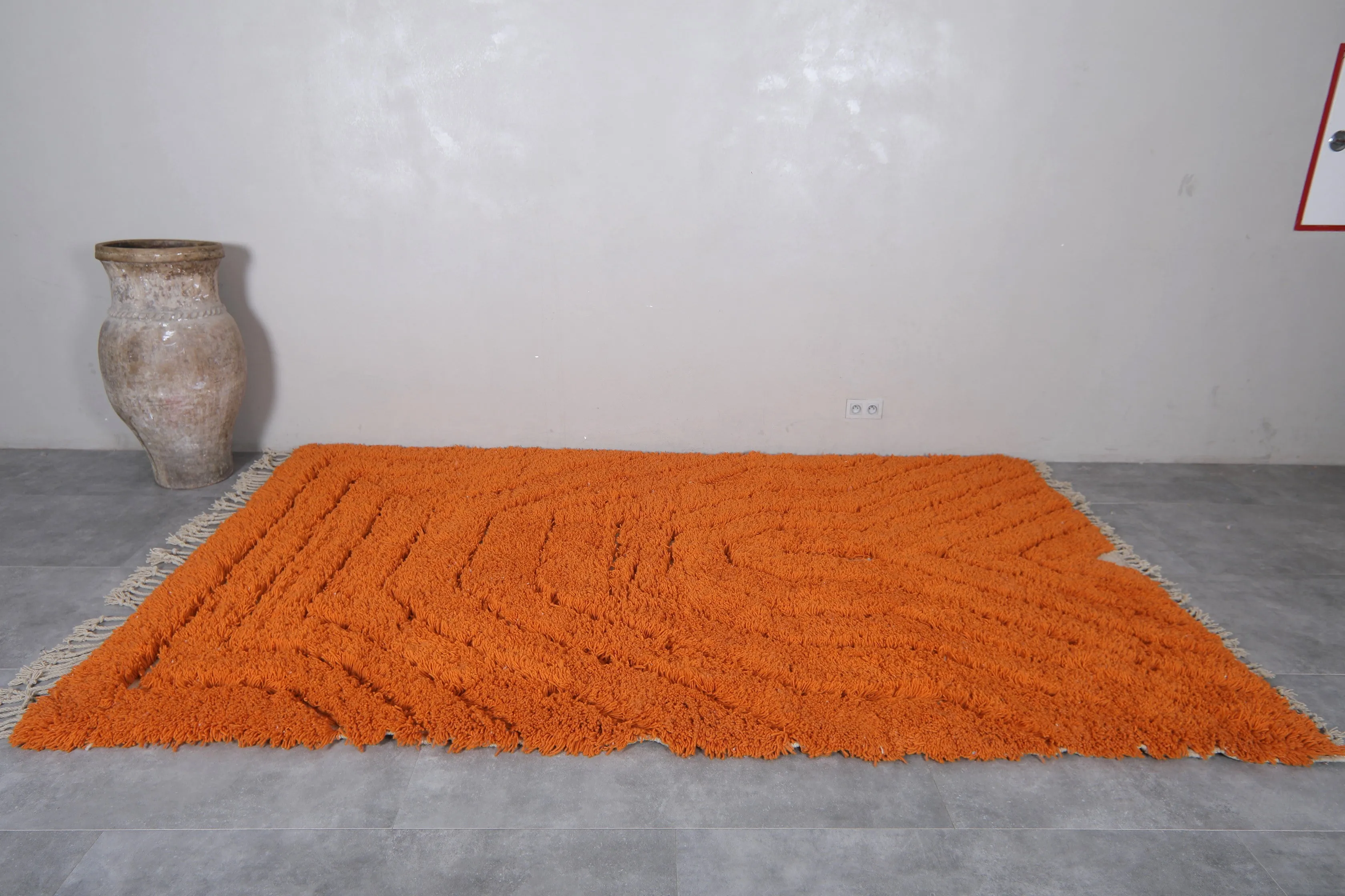 Moroccan rug hand knotted orange - Beni ourain rug - Morocco rug