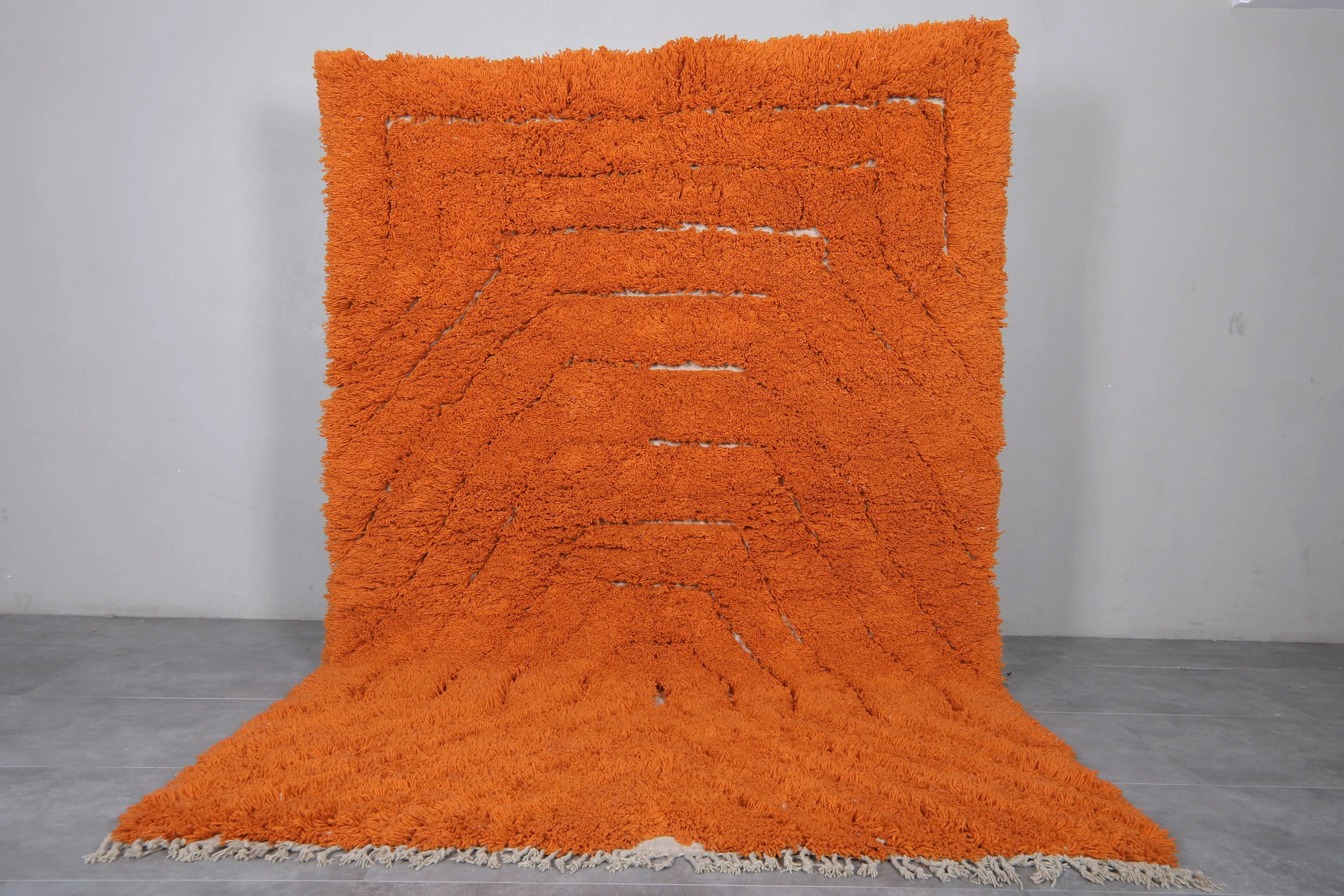 Moroccan rug hand knotted orange - Beni ourain rug - Morocco rug