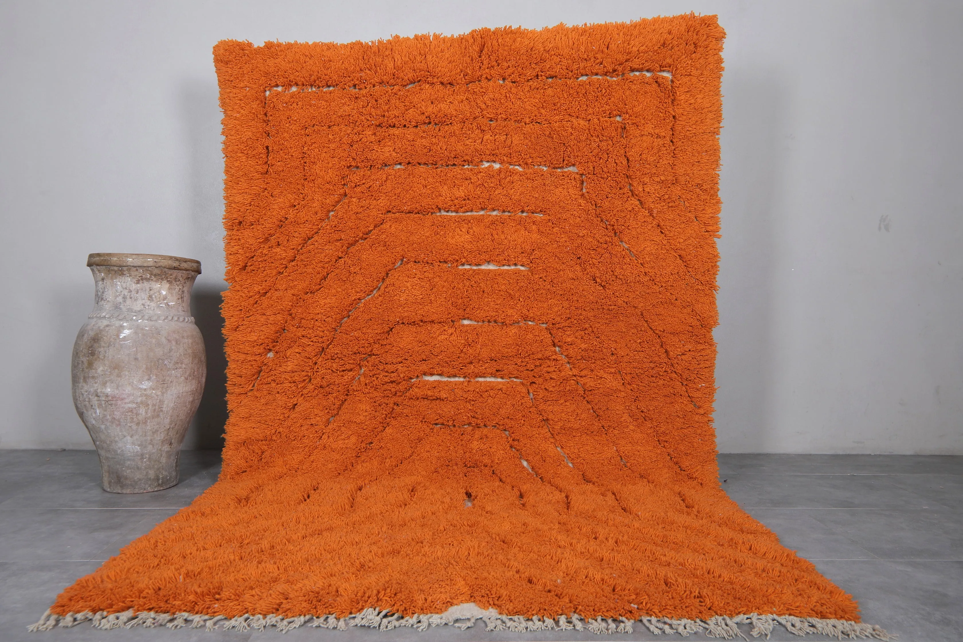 Moroccan rug hand knotted orange - Beni ourain rug - Morocco rug