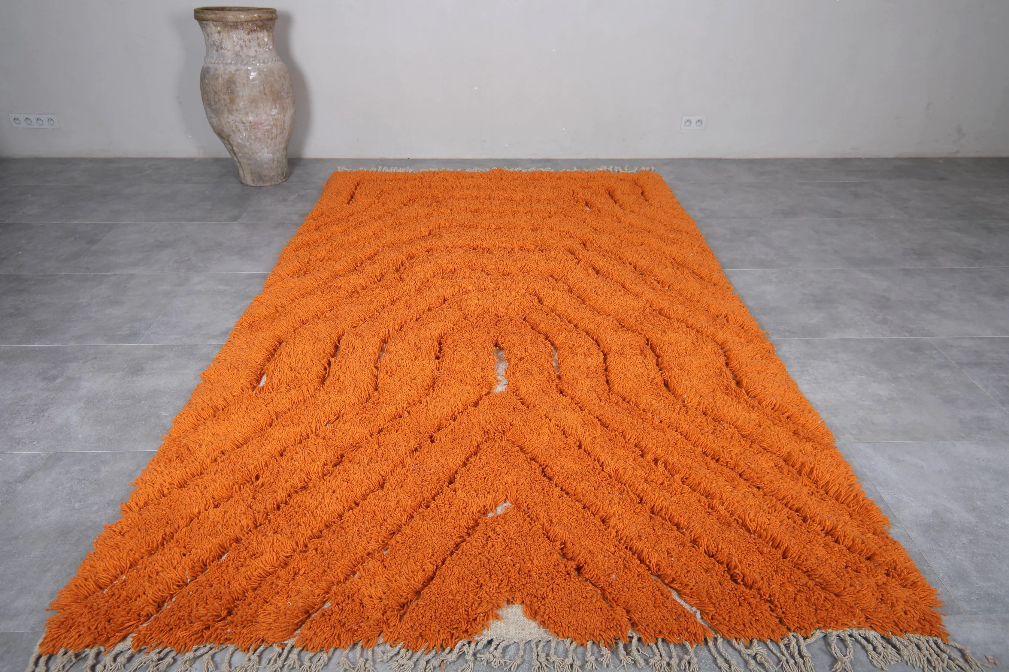 Moroccan rug hand knotted orange - Beni ourain rug - Morocco rug