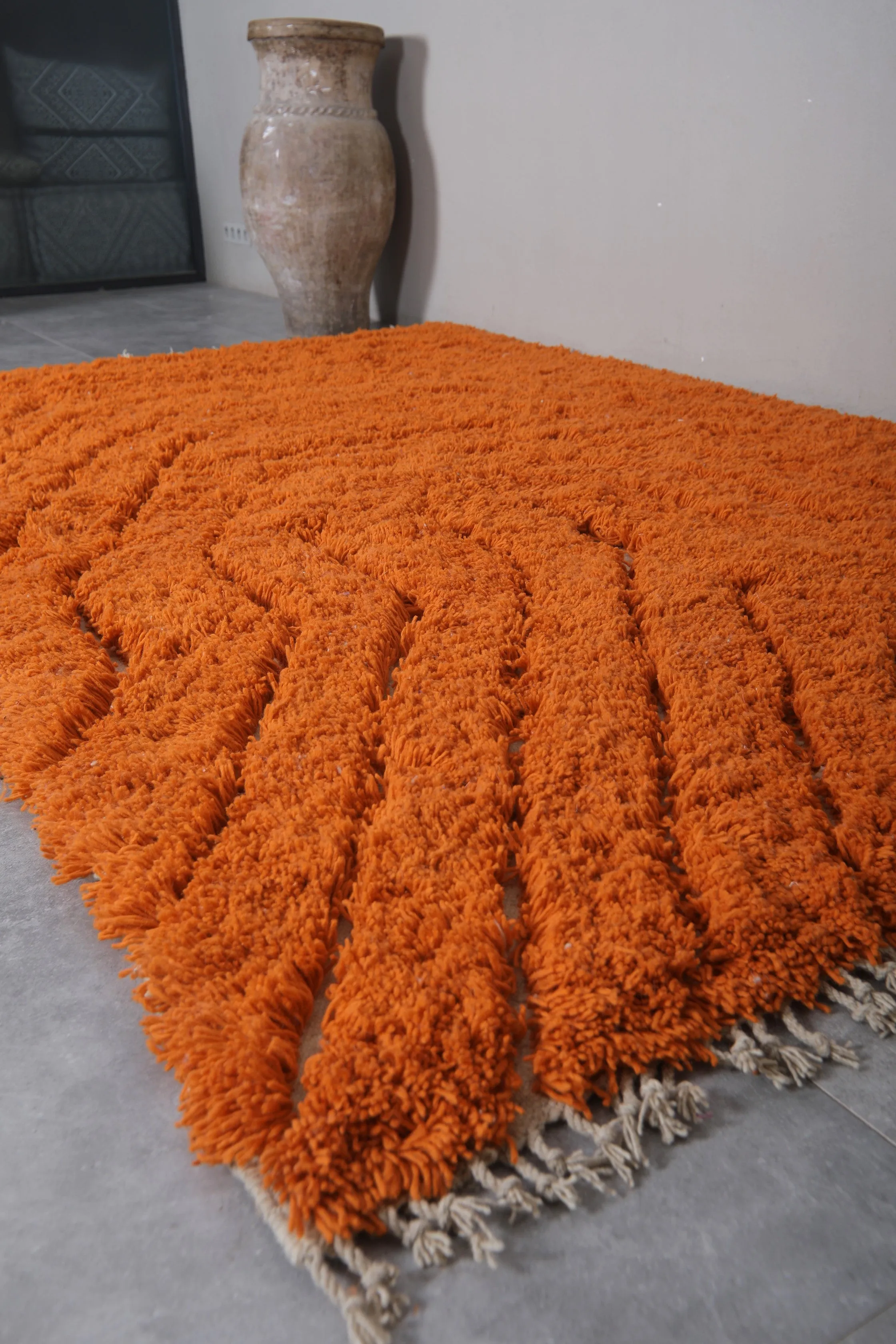 Moroccan rug hand knotted orange - Beni ourain rug - Morocco rug