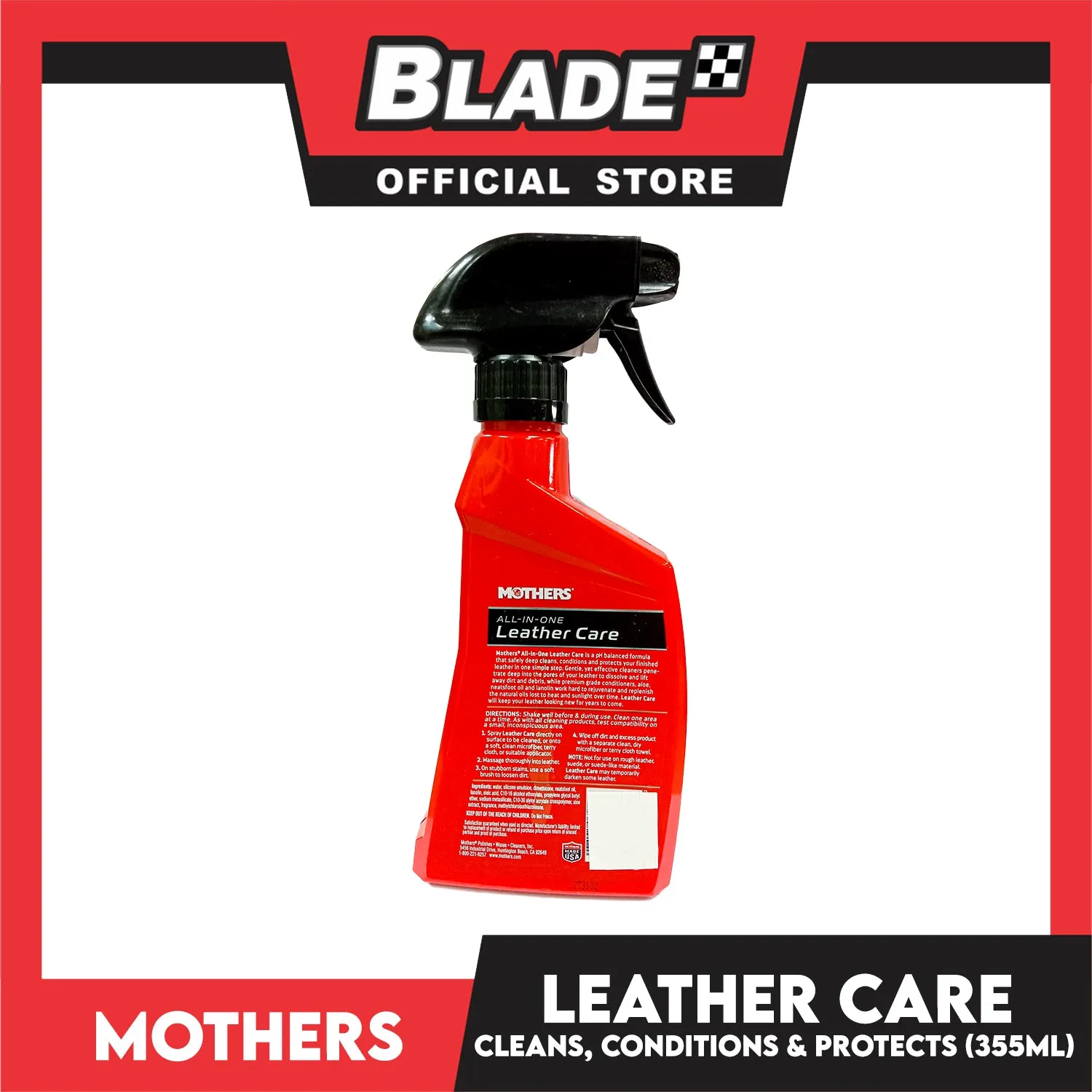 Mothers All-in-one Leather Care 06512 355ml Cleans, Conditions And Protects