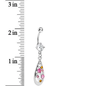 Multi-Color Gem Elegant Teardrop Dangle Belly Ring