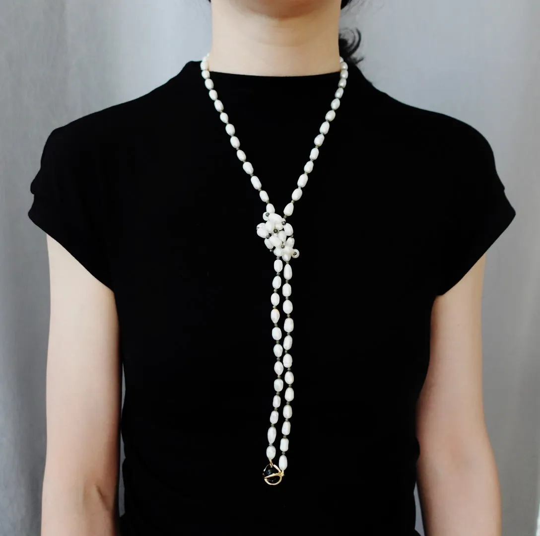 Multi-style 8-10mm Pearl Opera Necklace (Brown Terahertz Stone)
