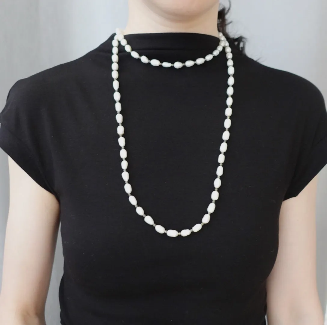 Multi-style 8-10mm Pearl Opera Necklace (Brown Terahertz Stone)