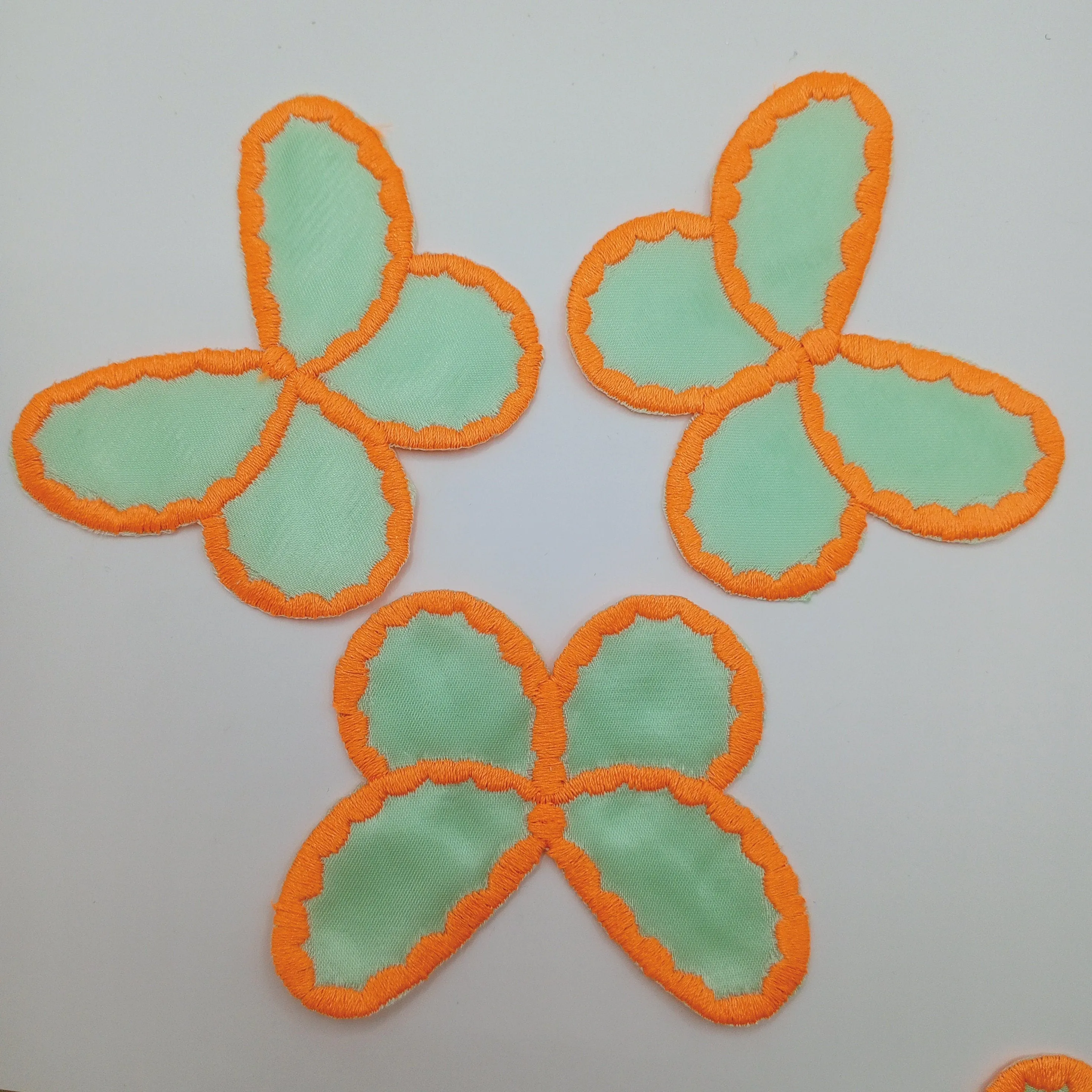 Neon Orange Seaform Green Butterfly Iron on Patches #489