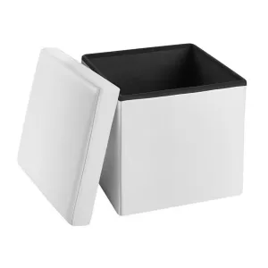 NEW Retails $40 Hometrends 15 Inch Storage Cube White Faux Leather, Storage Cube