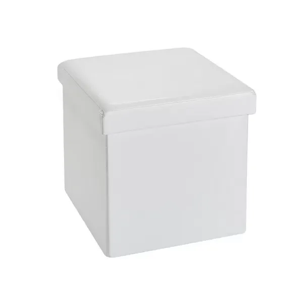 NEW Retails $40 Hometrends 15 Inch Storage Cube White Faux Leather, Storage Cube