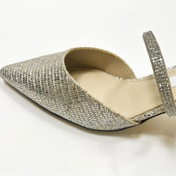 Nina Brystol Gold Champagne Glitter mid-heel D'orsay Dress Pump Heel New Size 7
