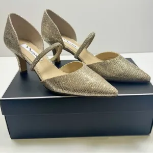 Nina Brystol Gold Champagne Glitter mid-heel D'orsay Dress Pump Heel New Size 7