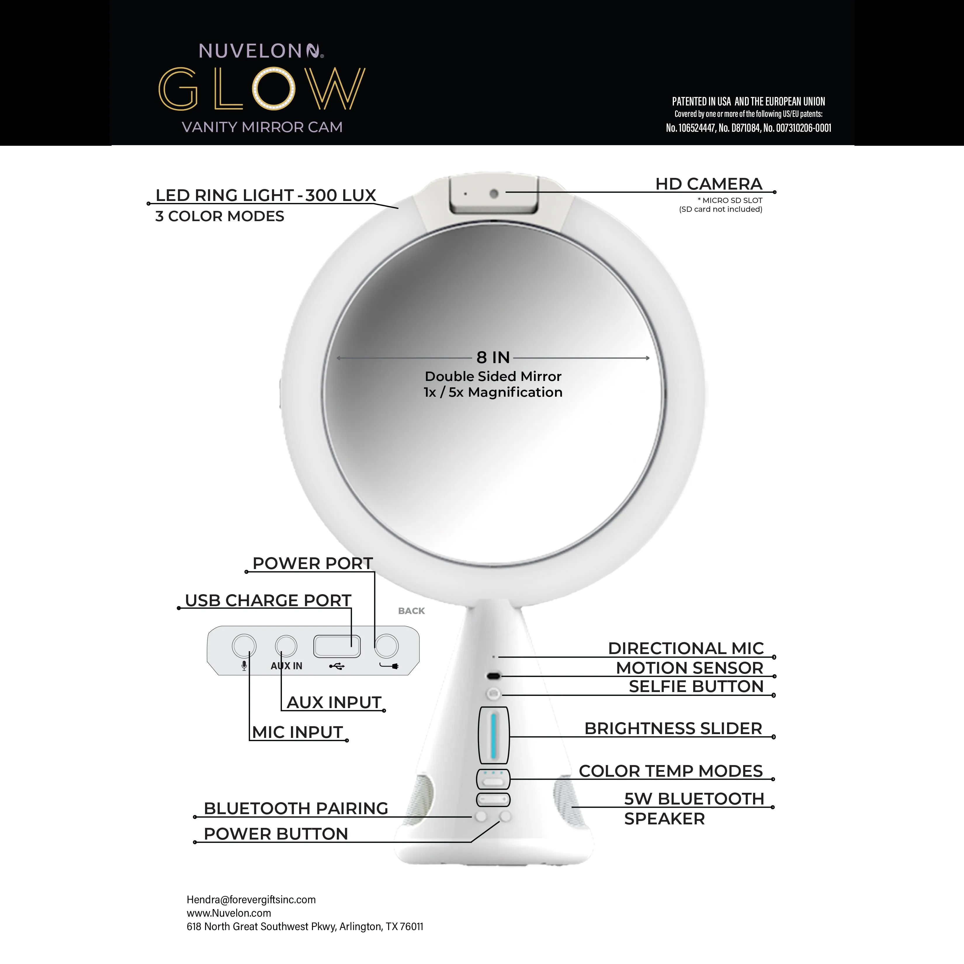 Nuvelon Glow Vanity Mirror Cam