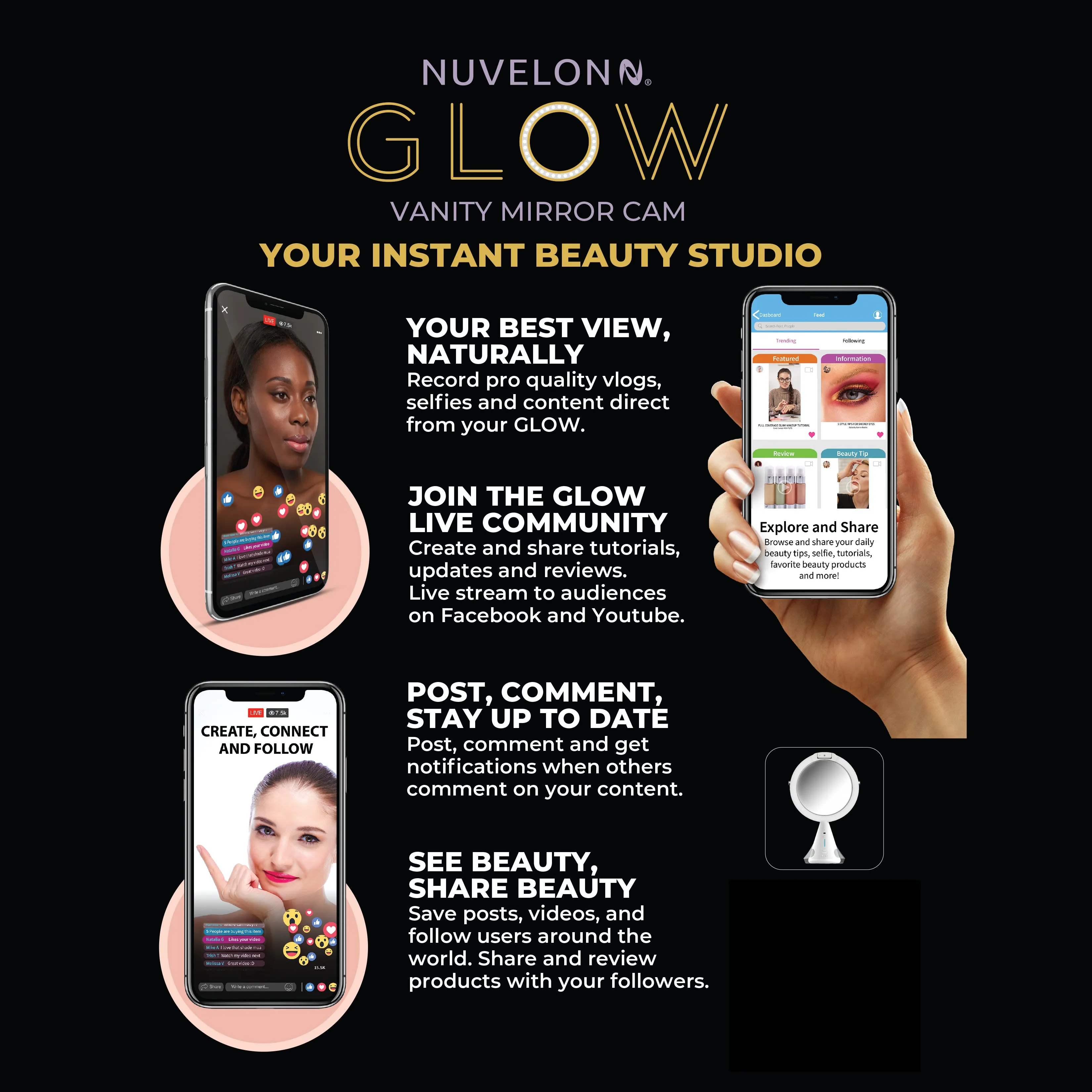 Nuvelon Glow Vanity Mirror Cam