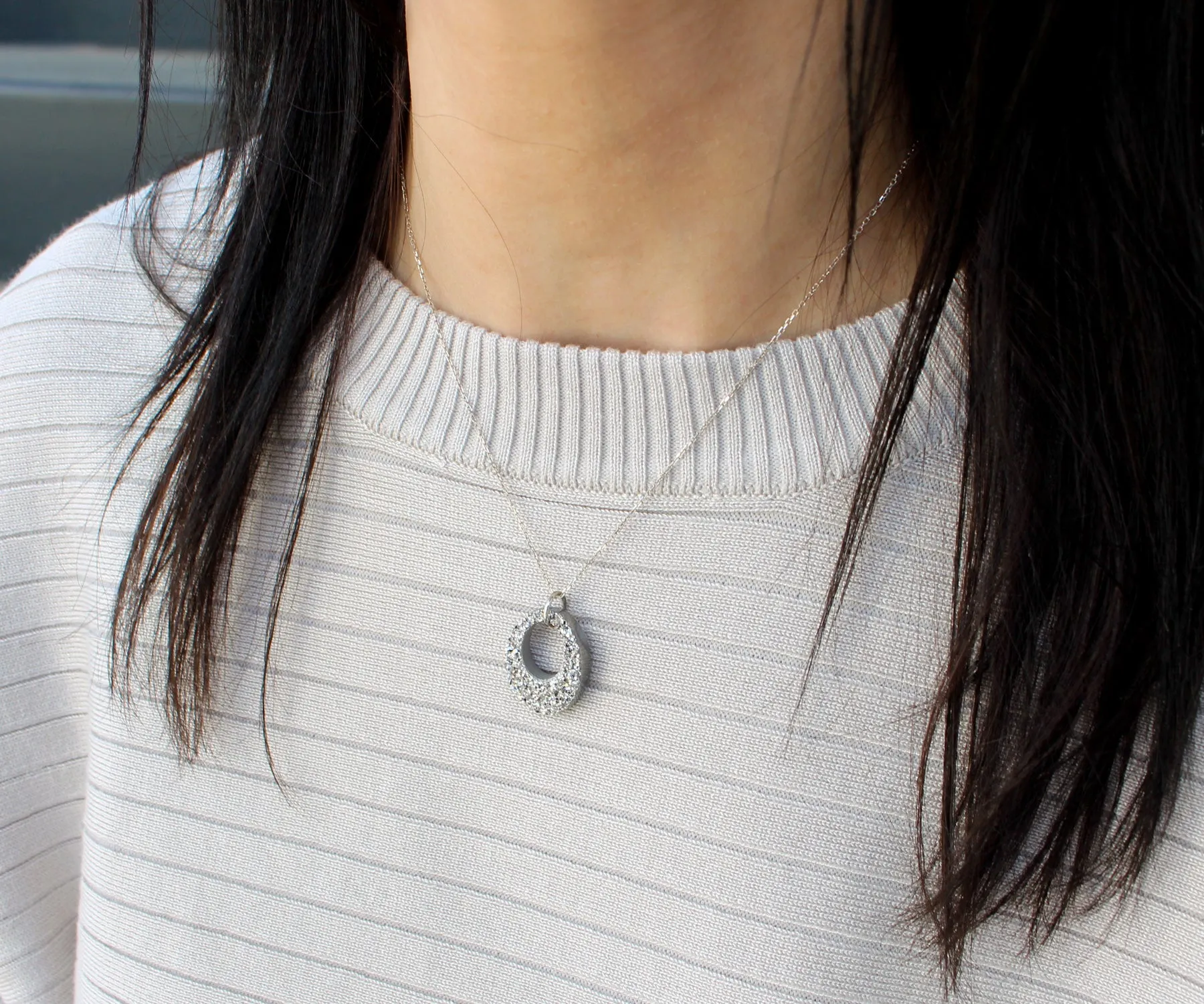 Open Oval Purple Rainbow Druzy Necklace