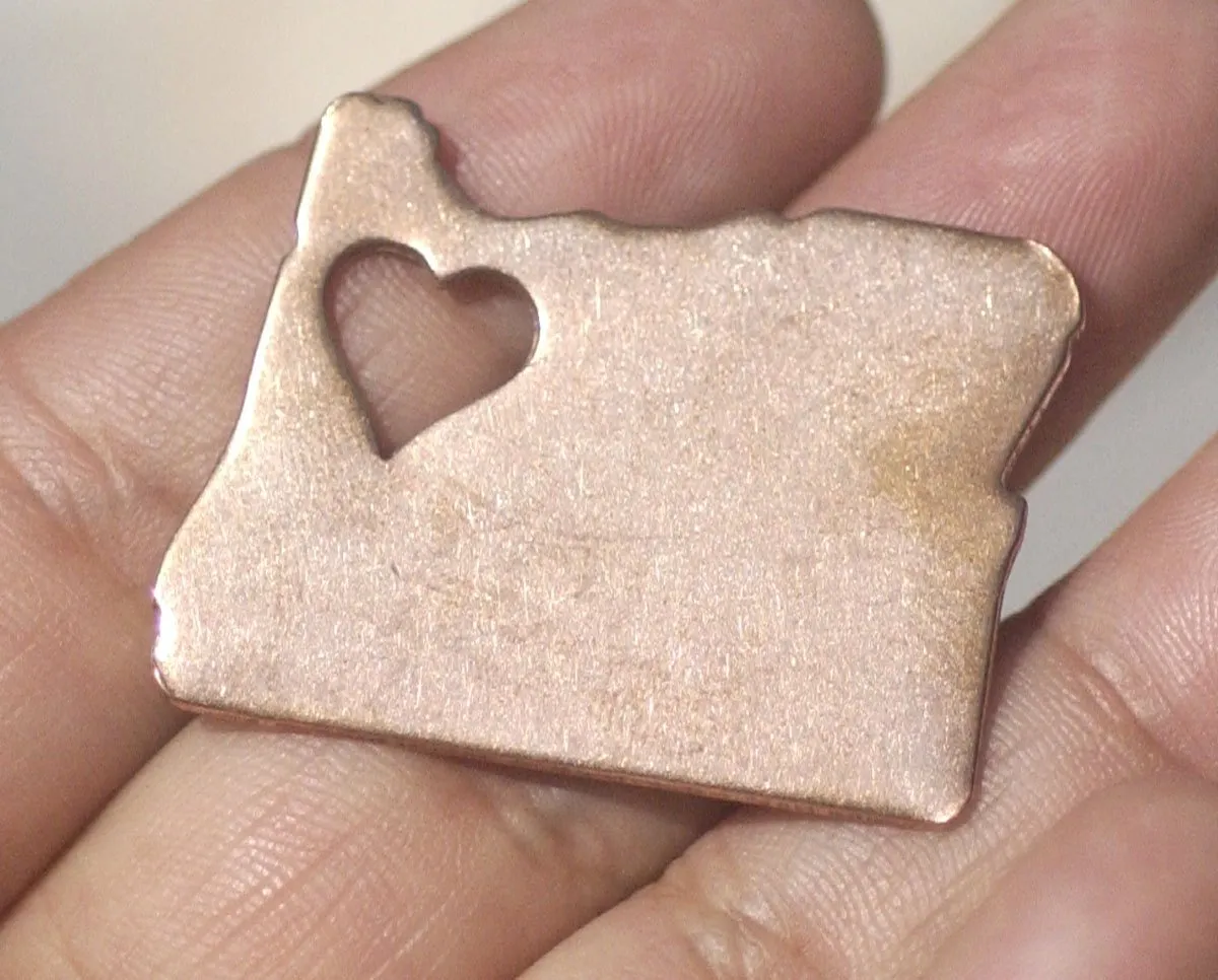 Oregon State Cutout Heart Perfect Blanks for Enameling Metalworking Stamping Texturing Blank Vaiety of Metals - 4 pieces