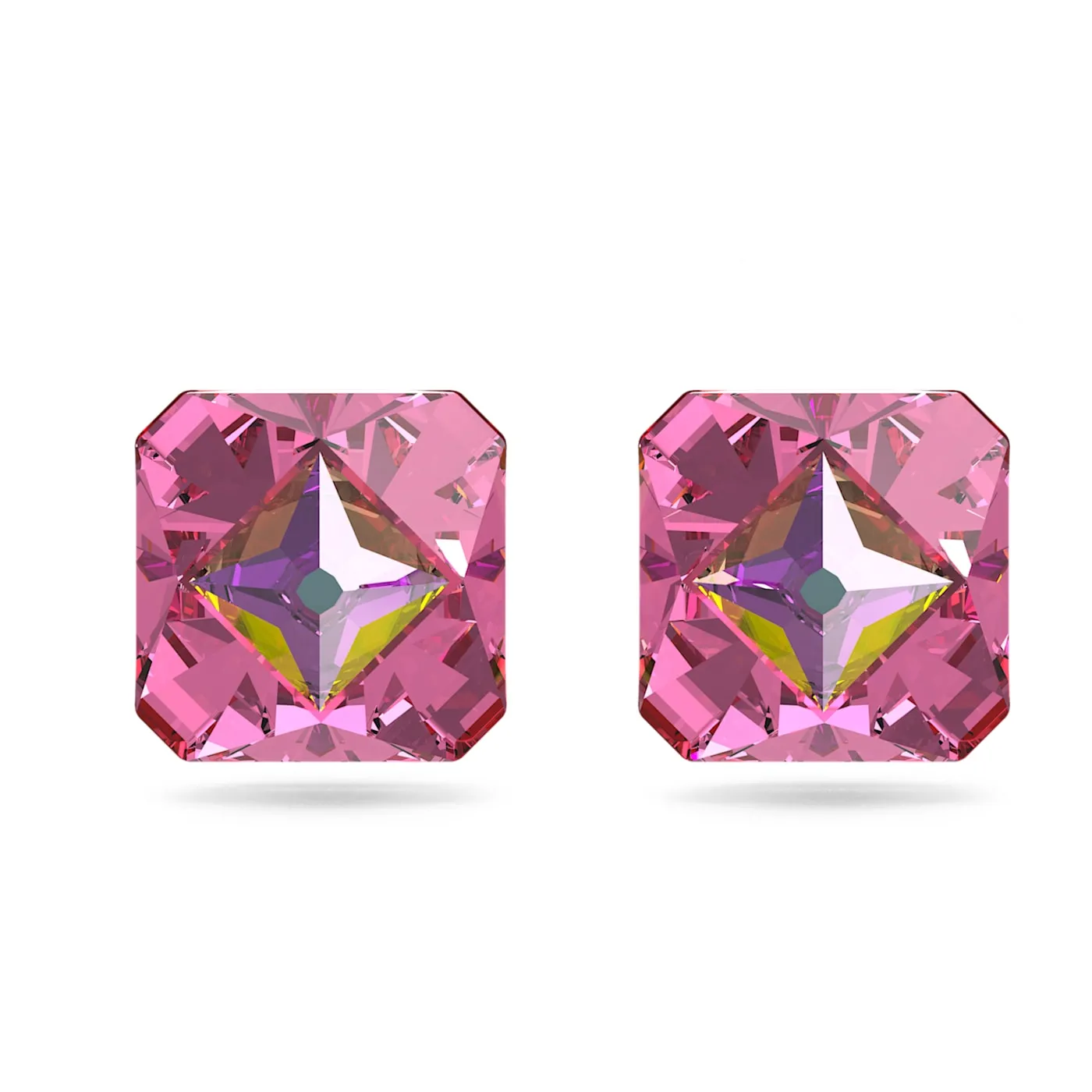 Ortyx stud earrings Pyramid cut, Pink, Gold-tone plated