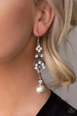 Paparazzi Elegantly Extravagant - White Pearl Earrings