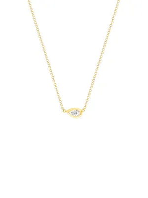 Pear Bezel Diamond Necklace 14K