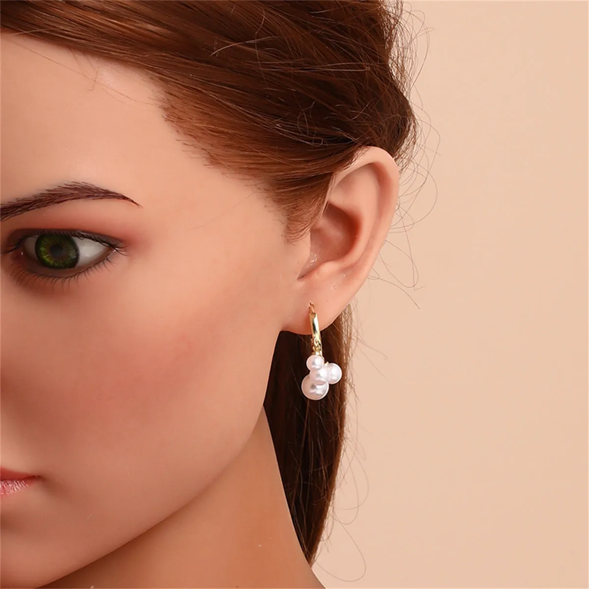 Pearl & 18K Gold-Plated Balls Huggie Earrings