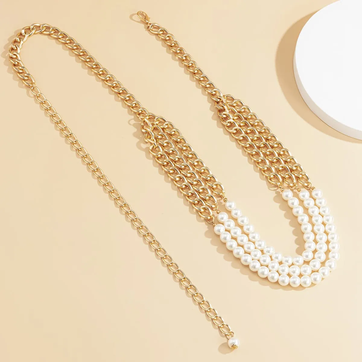 Pearl & 18K Gold-Plated Beaded Layered Waist Chain