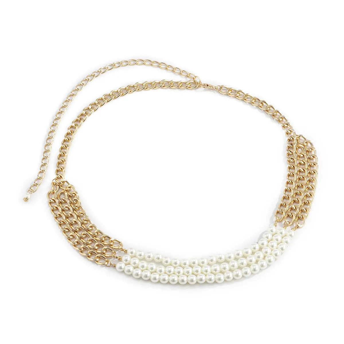Pearl & 18K Gold-Plated Beaded Layered Waist Chain