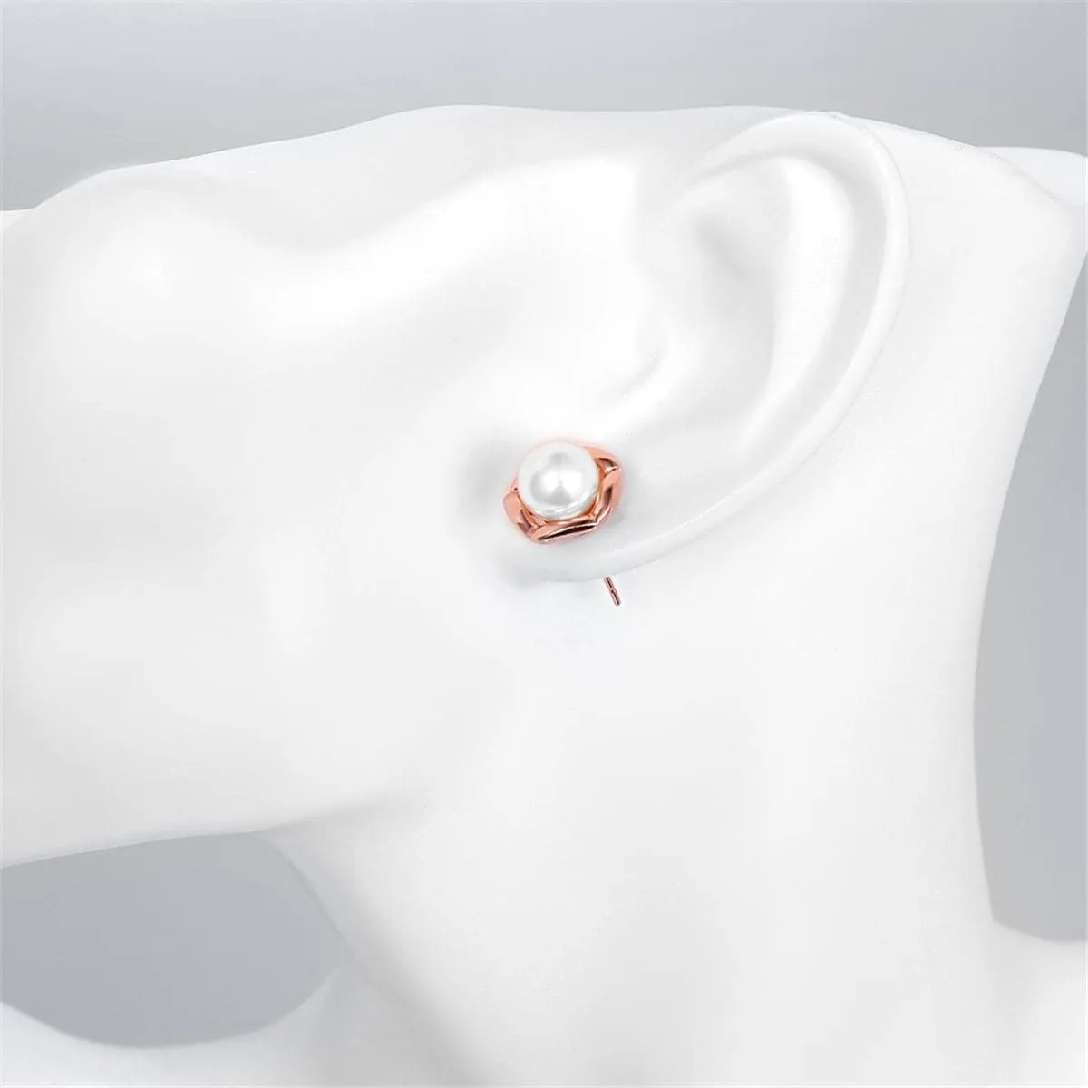Pearl & 18K Rose Gold-Plated Shell Stud Earrings