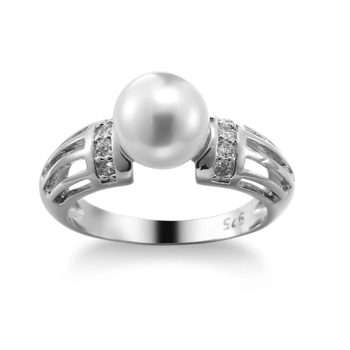 Pearl & Cubic Zirconia Silver-Plated Ring