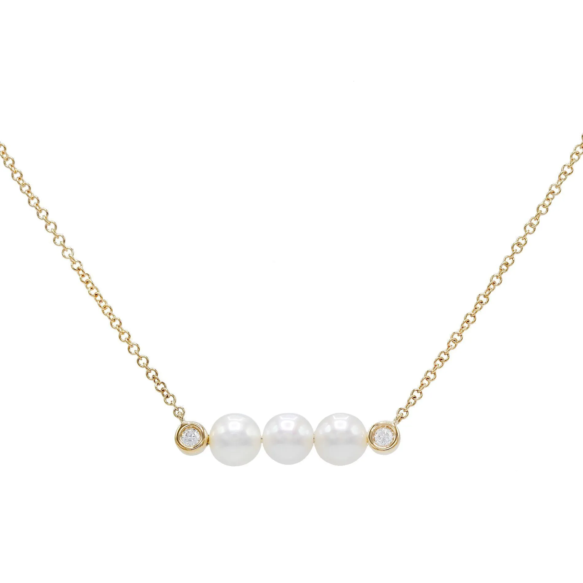 Pearl Bezel Necklace 14K