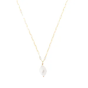 Pearl Necklace with Paperclip Chain