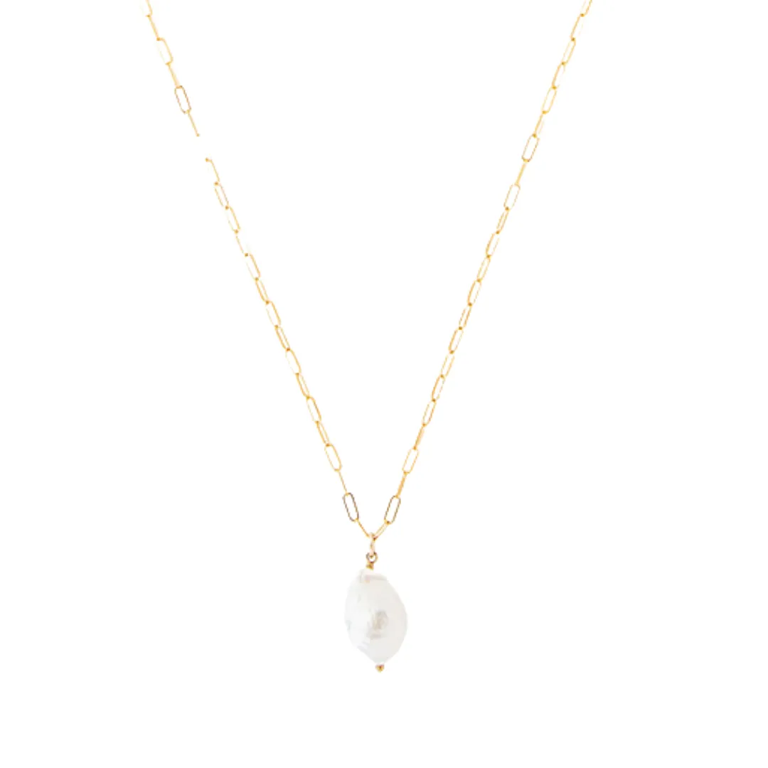 Pearl Necklace with Paperclip Chain