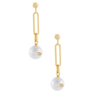 Pearl X Link Drop Stud Earring