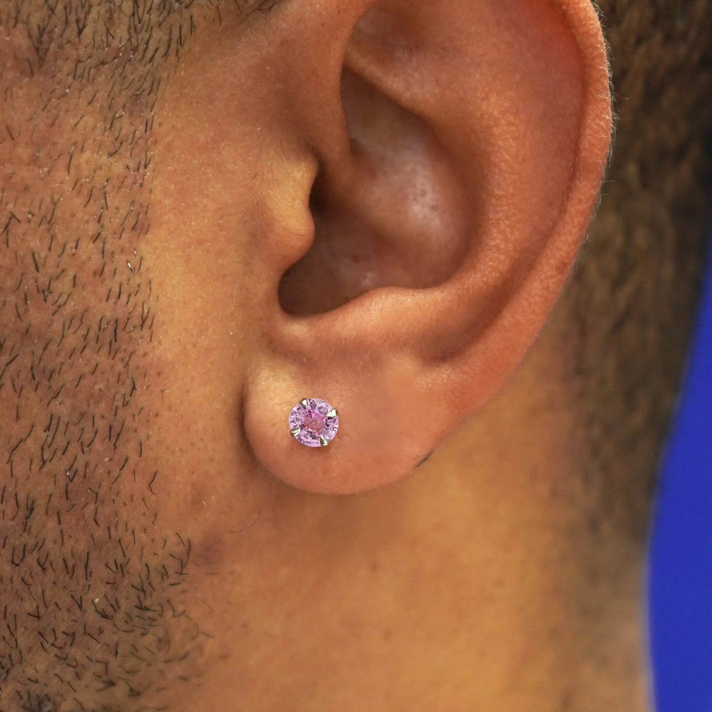 Pink Sapphire Pressure Lock Earring