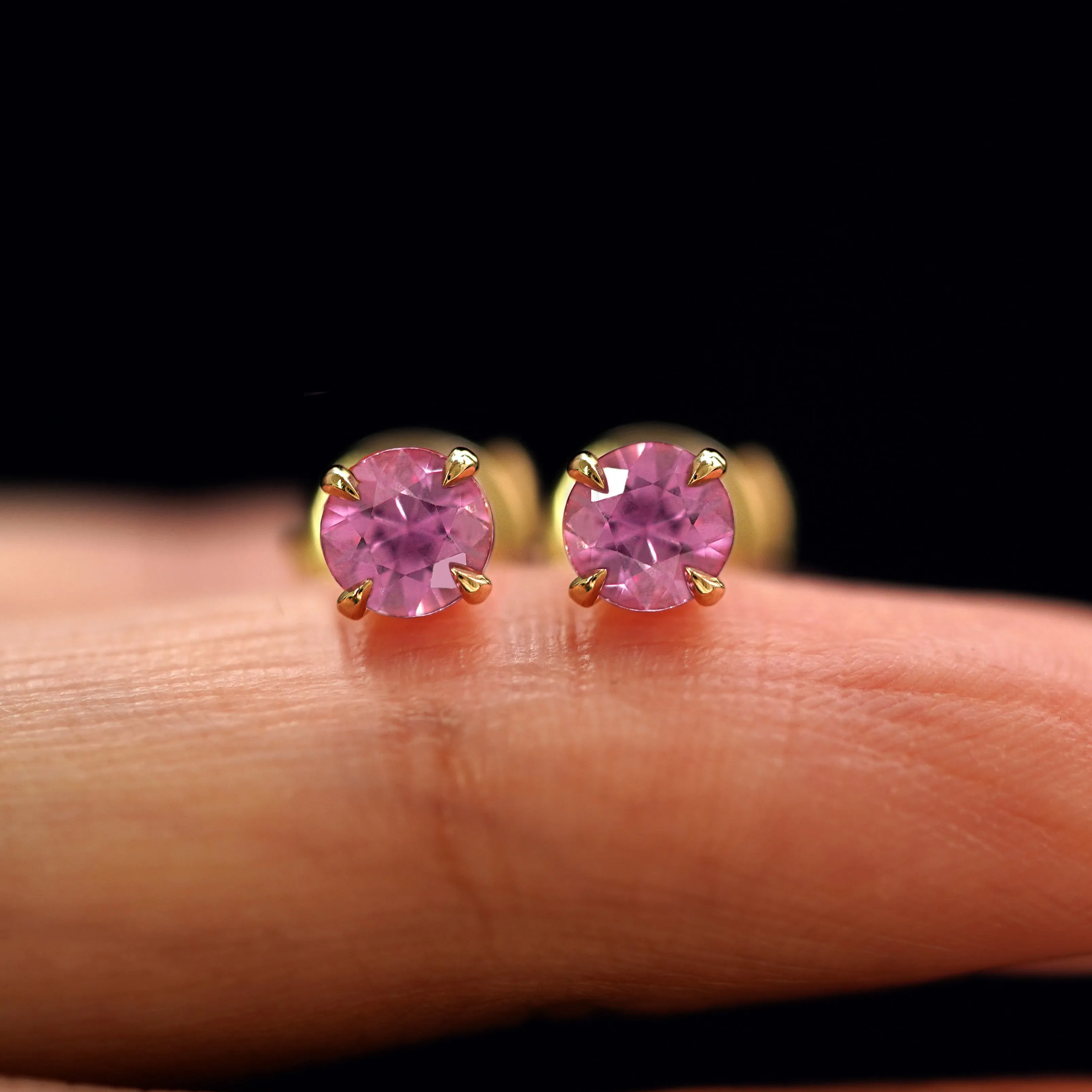 Pink Sapphire Pressure Lock Earring