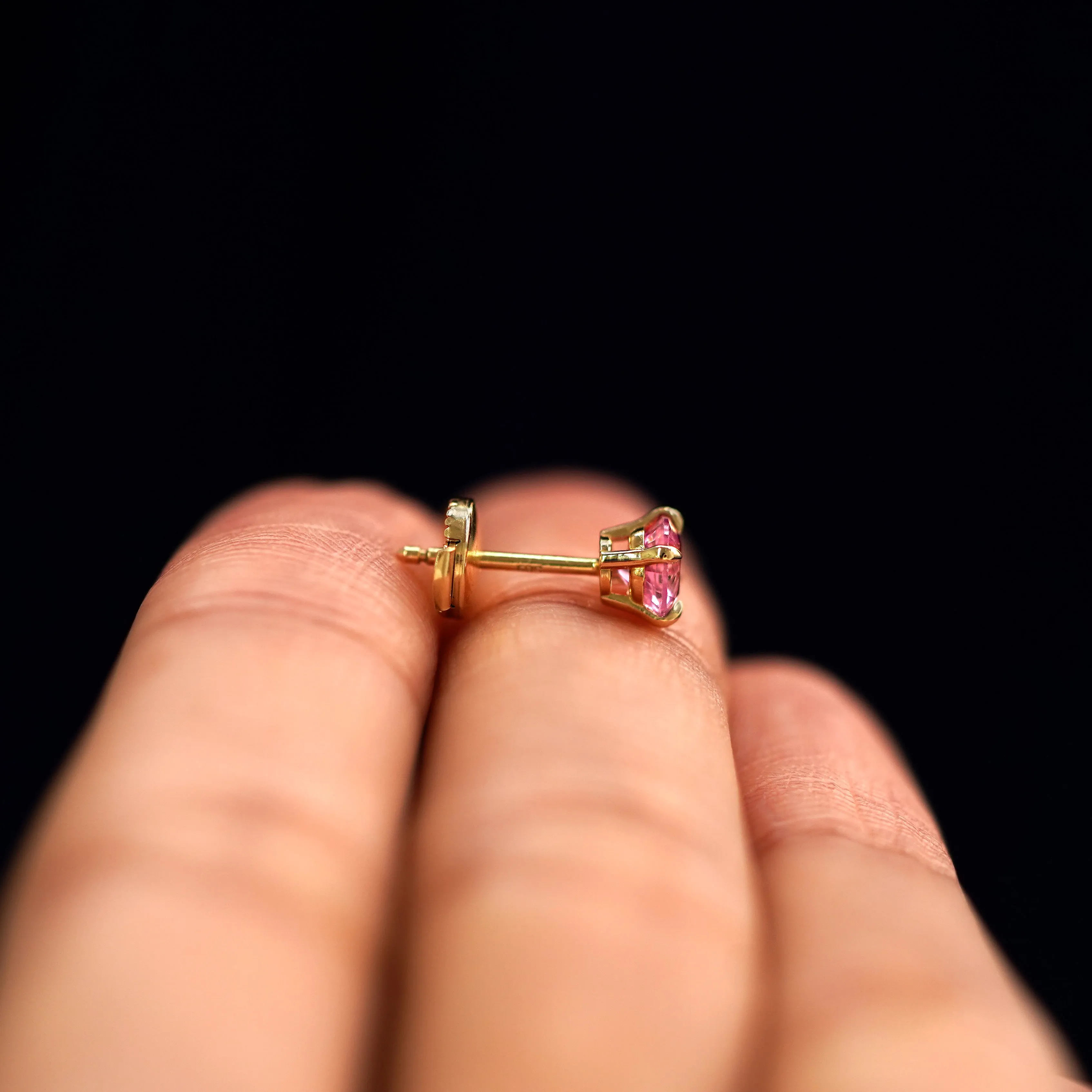 Pink Sapphire Pressure Lock Earring